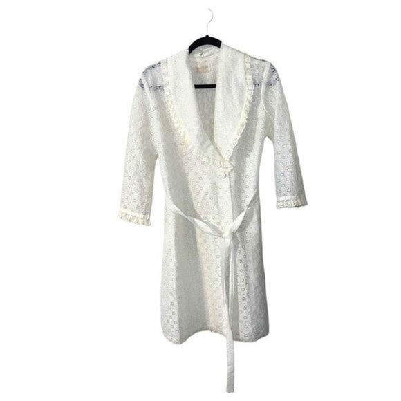 Vintage Other - Vintage Miss Elaine 50s/60s white eyelet lace‎ house robe